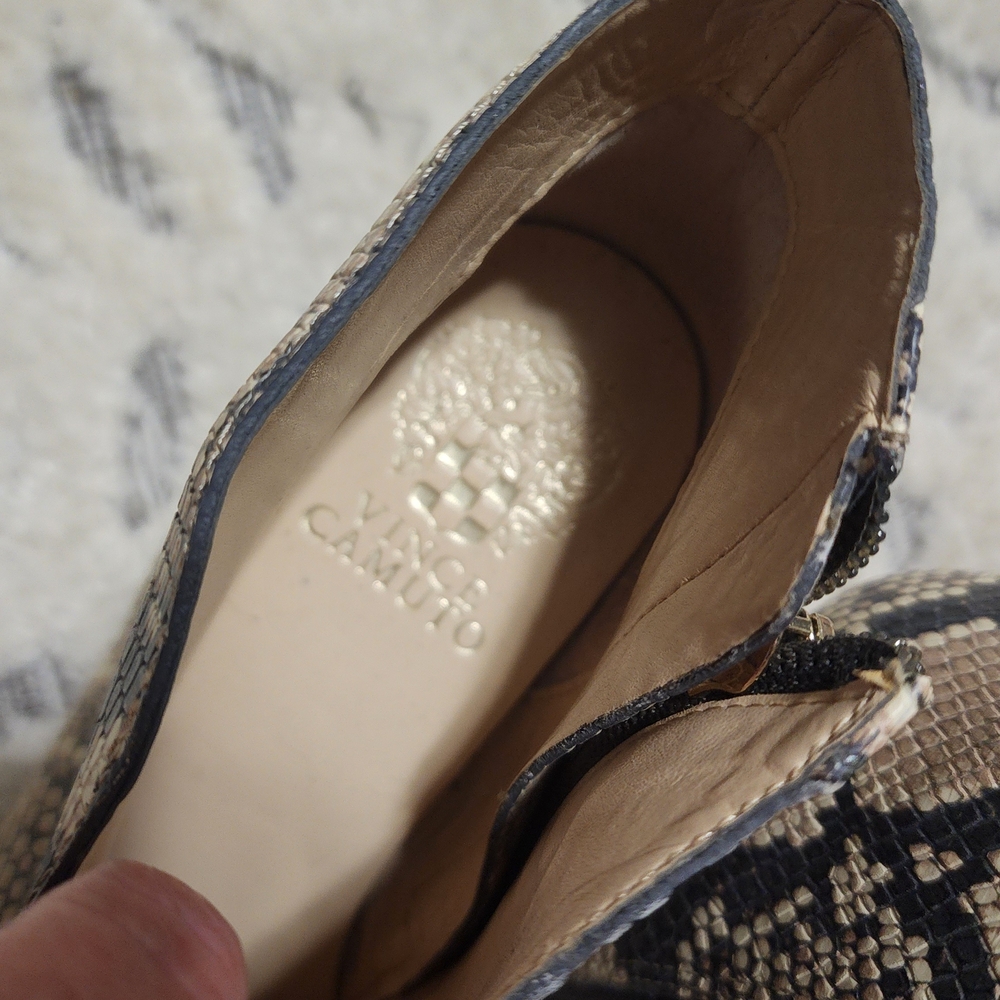 Vince Camuto Beige and Black Snakeskin Ankle Booties - Picture 8 of 11